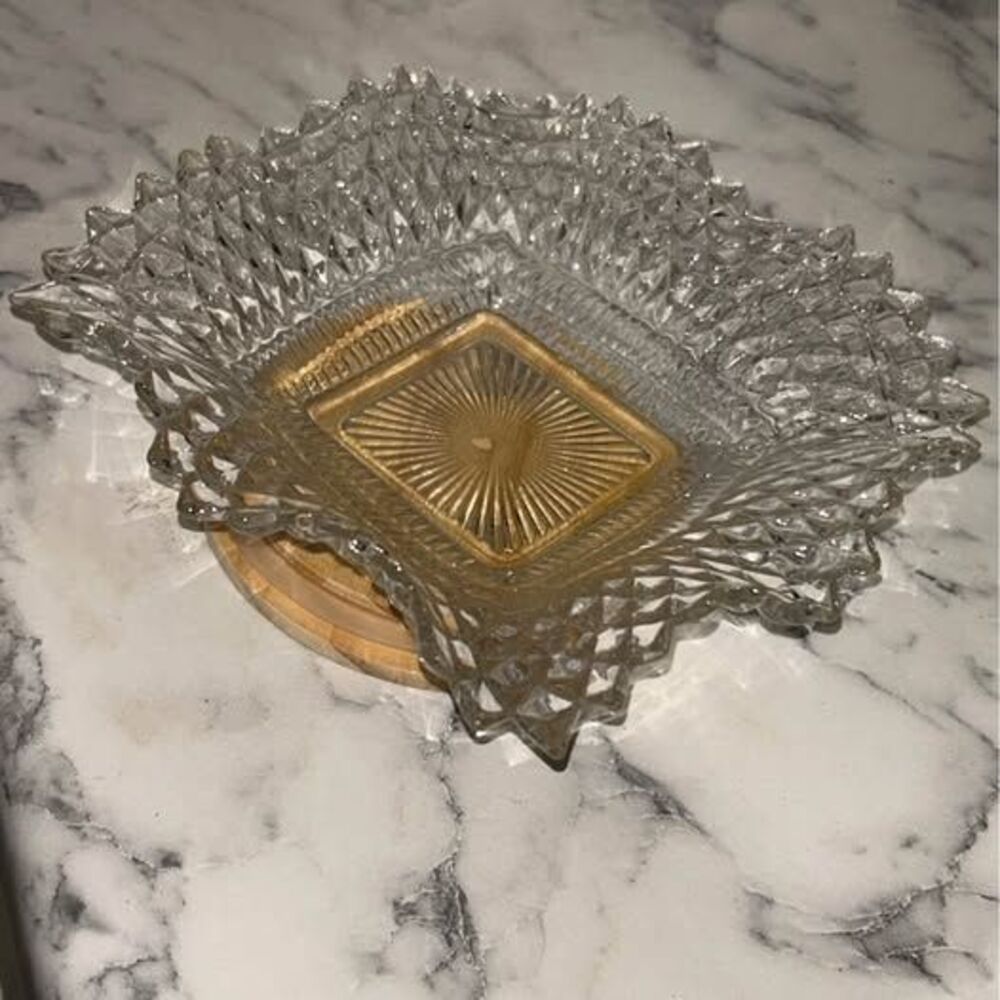 Vintage Fenton Diamond Point Clear Glass Bowls
